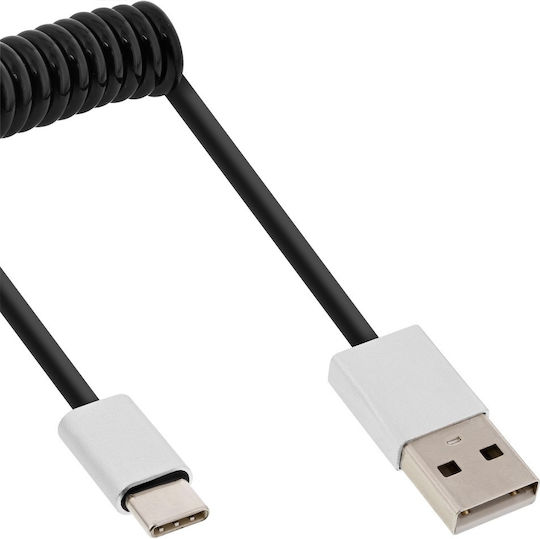 InLine Spiral USB 2.0 Cable USB-C Male - USB-A PD Black 1m