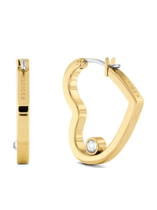 Tommy Hilfiger Earrings Hoops made of Steel Gold Plated with Stones