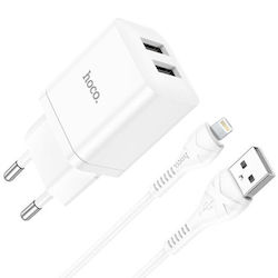 Hoco Încărcător cu 2 Porturi USB-A și Cablu Lig...