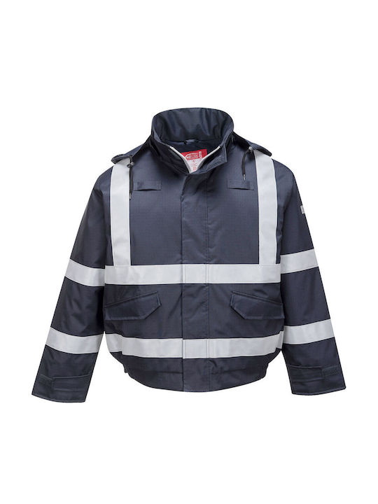 Portwest Work Jackets Reflective with Hood Navy Blue