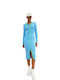 Midi Knitted Shirt Dress with Tearing Light Blue