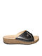Leather Women's Flat Sandals Anatomic in Black Color