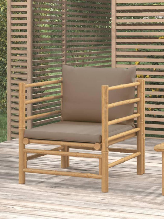 Outdoor Armchair Bamboo Brown with Cushion 63x6...