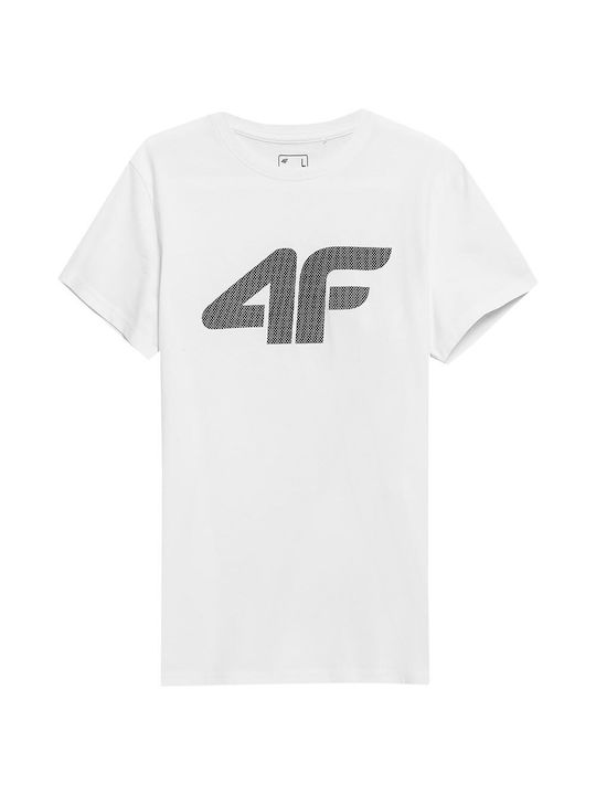 4F T-shirt Bărbătesc cu Mânecă Scurtă Alb