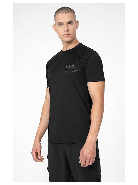 4F Herren Sport T-Shirt Kurzarm Schwarz