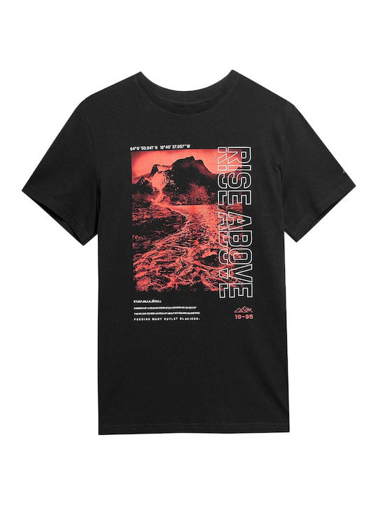 4F T-shirt Bărbătesc cu Mânecă Scurtă Negru