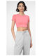 4F Women's Athletic Crop Top Short Sleeve Pink