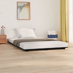 Bed Base Double made of Wood Black 150x200cm.