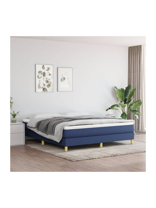 Pat Dublu Tapitat cu Material Textil Albastru c...