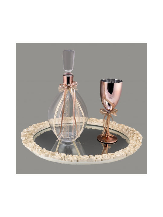 La Vista Set Naș Sticlă / Ceramică cu oglindă Rose Gold 3buc