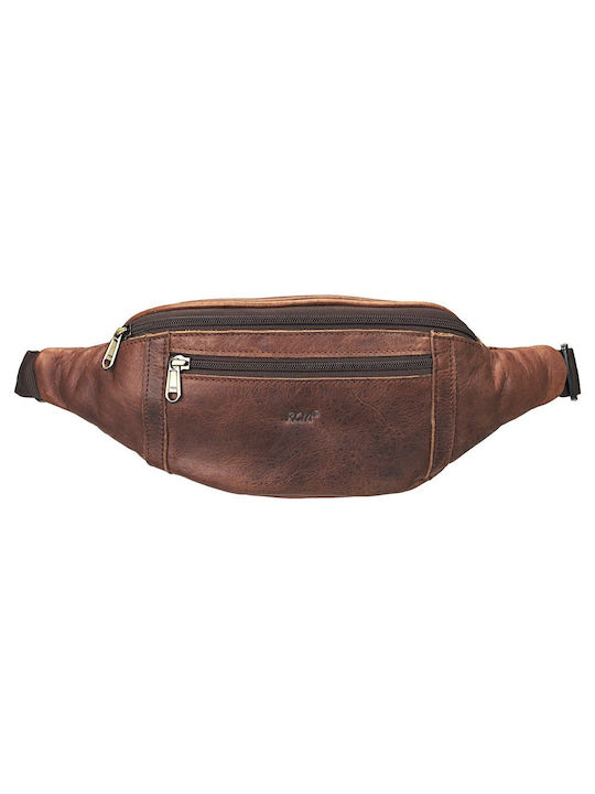 RCM Men's Leather Waist Bag Tabac Brown