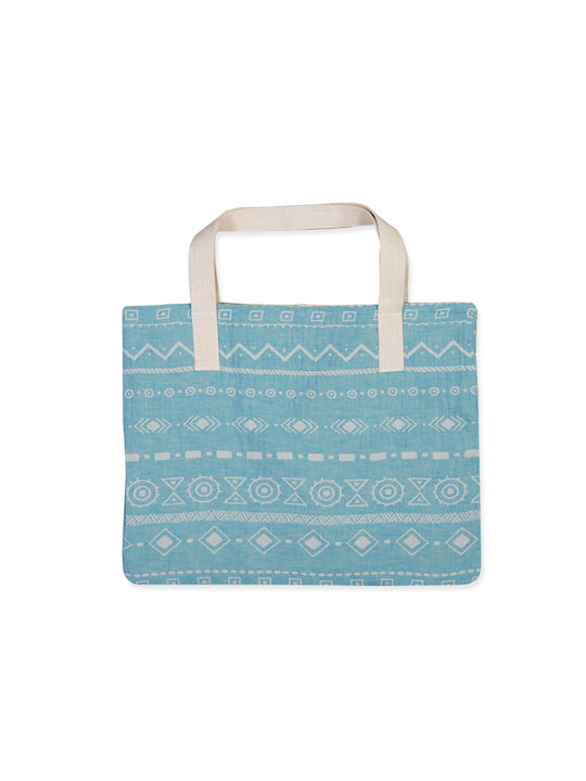 Nef-Nef Alter Fabric Beach Bag with Ethnic design Blue