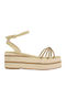 AG7571.L19160NV4.PGL Women's Synthetic Leather Ankle Strap Platforms Beige