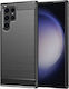 Techsuit Carbon Umschlag Rückseite Silikon Schwarz (Galaxy S23 Ultra)
