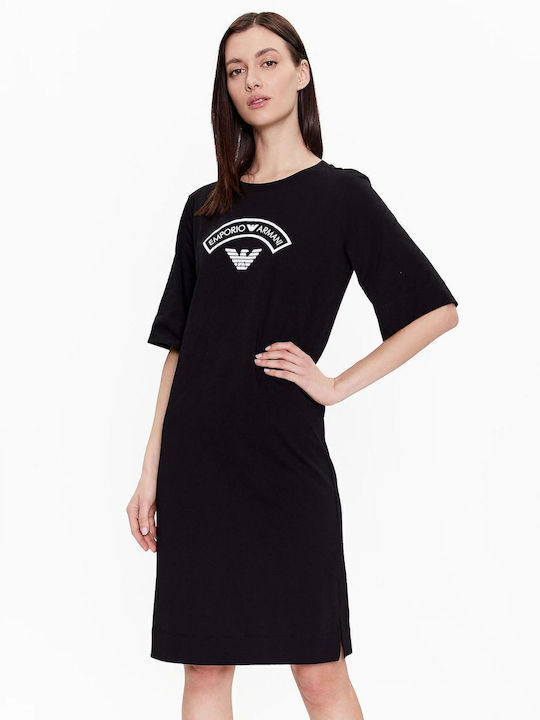 Summer Mini T-Shirt Dress with Slit Black