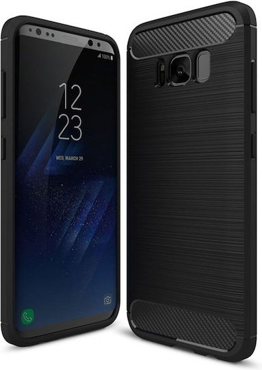 Techsuit Carbon Umschlag Rückseite Silikon Schwarz (Galaxy S8)