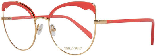 Emilio Pucci Optical Frame Дамски Метален Рамка за Очила Котешко око Оранжев EP5131 030