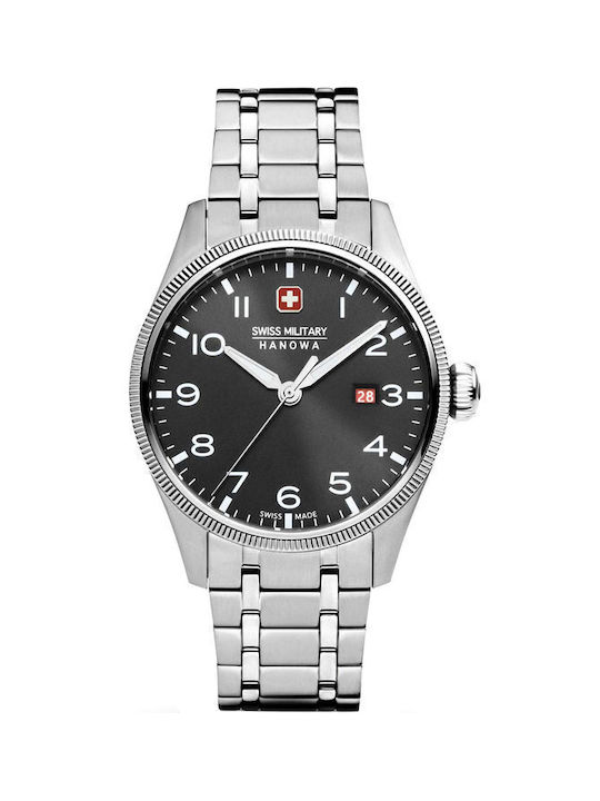 Swiss Military Hanowa Thunderbolt Watch Chronograph Battery with Silver Metal Bracelet