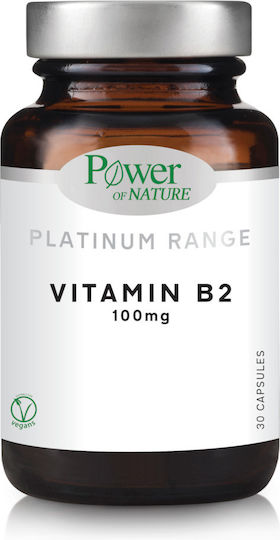 Power Of Nature Platinum Range Vitamin B2 Vitamina pentru Sănătatea Sistemului Nervos 100mg 30 capace