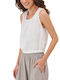 Namaste Women's Summer Blouse Linen Sleeveless White