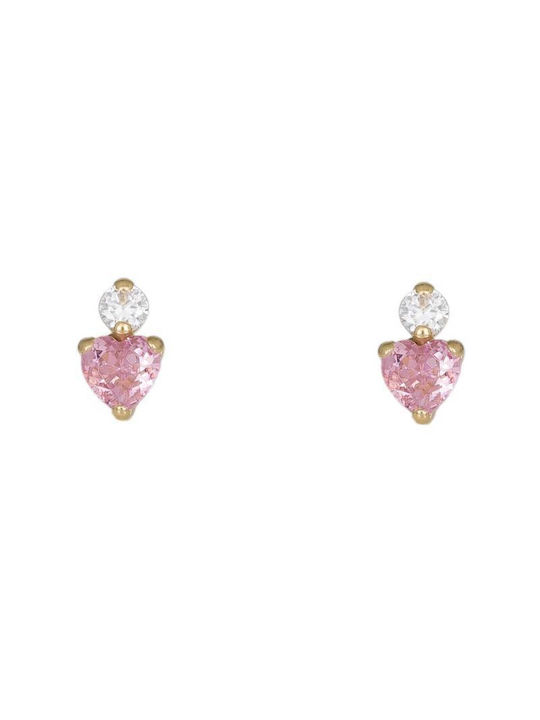 9K Children's earrings with pink hearts 045478 045478 Gold 9 Carat