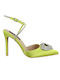 IQ Shoes Synthetic Leather Pointed Toe Stiletto Lime Green High Heels with Strap