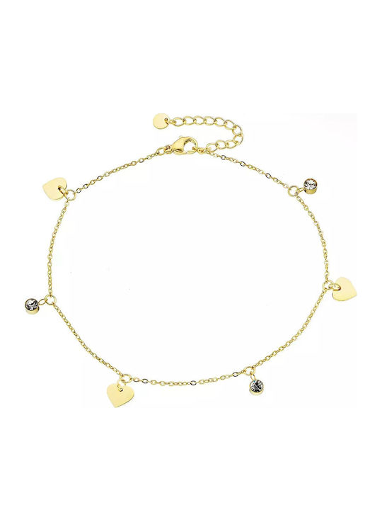 Oxzen Gold Plated Stainless Steel Anklet with Zircon 28cm