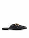 Flat Δερμάτινα Mules σε Μαύρο Χρώμα