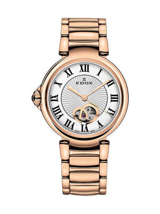 Edox Γυναικείο Ρολόι 33mm Αυτόματο με Ροζ Χρυσό...