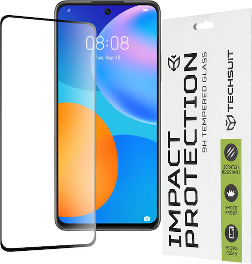 Techsuit 111D Пълно лепило Закалено стъкло за цялото лице Черен (Huawei P Smart 2021)