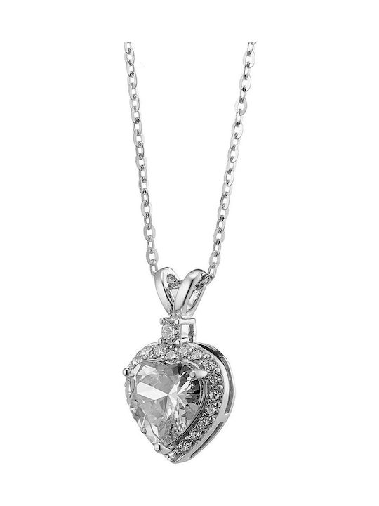 Oxzen Necklace with design Heart from Silver wi...