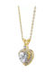 Oxzen Necklace with design Heart from Gold Plated Silver with Zircon