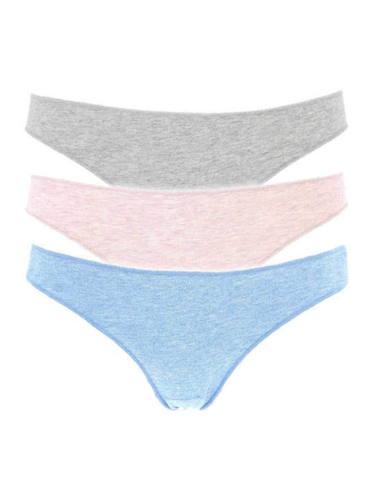 3 Pack Cotonella Cotton Mini Briefs Cotton Slip Light Grey Somon