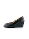 Step Women's Leather Peep Toe Platforms Black