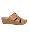 Boxer Anatomic Women's Leather Platform Wedge Sandals Tabac Brown