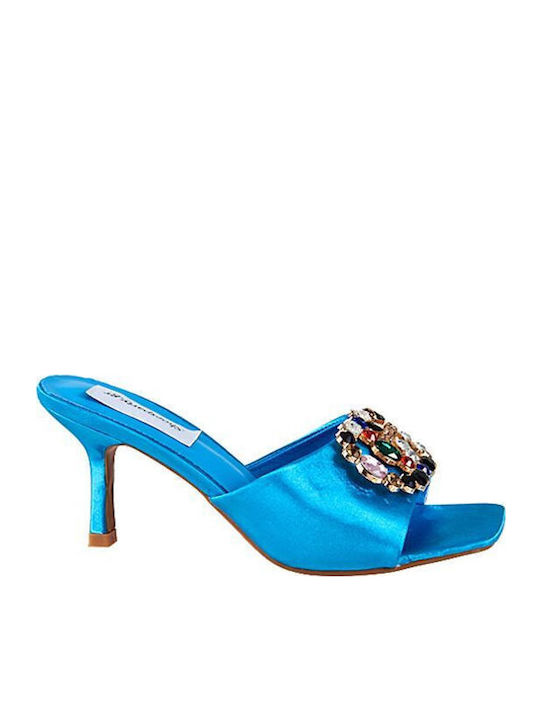 Elenross Satin Mules with Thin High Heel in Lig...