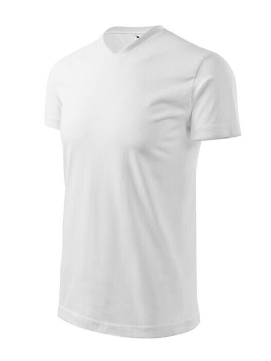 Adler Heavy Vneck Ανδρικό Διαφημιστικό T-shirt Κοντομάνικο σε Λευκό Χρώμα