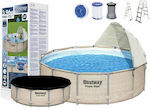 Bestway Round Pool with Metallic Frame Πισίνα με Τέντα