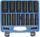 BGS Technic Căpăcei Pneumatic - Pneumatic Hexagonali Lungi cu Patrat de Prindere 1/2" Set 14buc 10-32mm