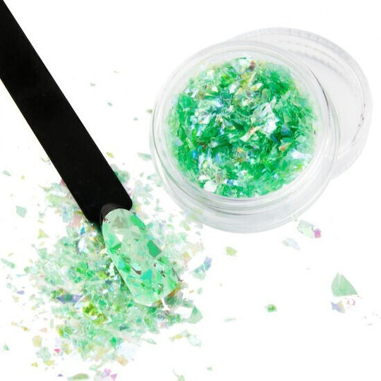 Foil for Nails Broken Mirror Effect No.16 in Green Color 1pcs