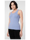 4F Damen Sportliches Bluse Ärmellos Blau