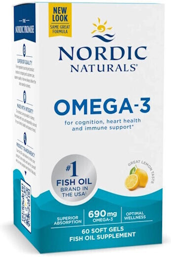 Nordic Naturals Omega 3 Ιχθυέλαιο 690mg 60 μαλακές κάψουλες Λεμόνι