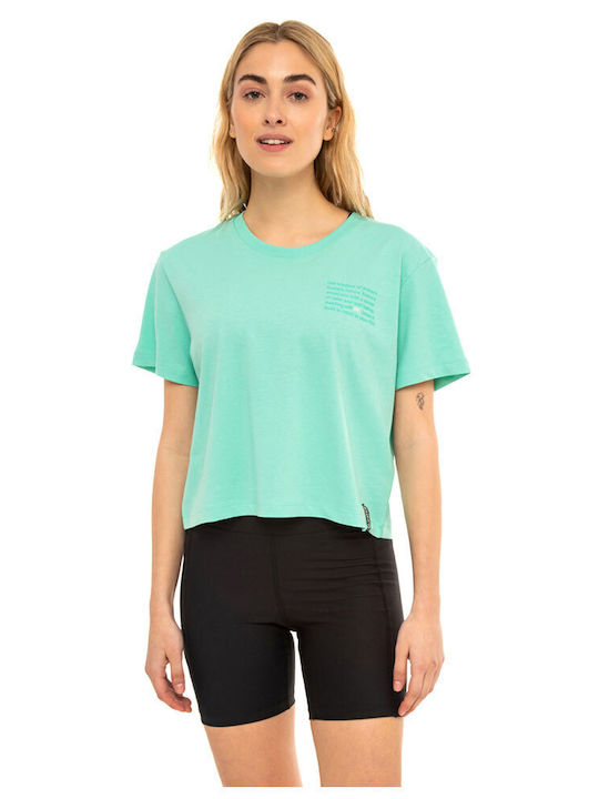 Be:Nation Damen Sommer Crop Top Baumwolle Kurzarm Grün