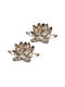 Artekko Lotus Set of Candle Holders Crystal suitable for Tealights in Gold Color 15x15x5.5cm 2pcs