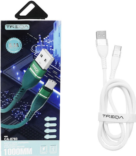Treqa CA-8783 USB 2.0 Cable USB-C male - USB-A Λευκό 1m CA-8783