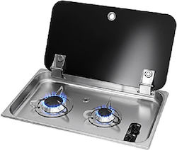 Gas hob with lid 2 hobs