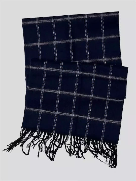 Men's Scarf Blue With Grey Details