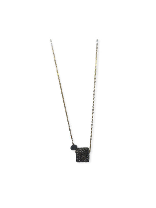 Ananna Strass Cube Silver Stainless Steel Necklace