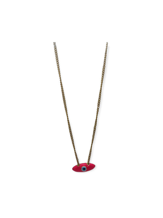 Necklace Ananna Oval Eye Fuchsia Steel necklace