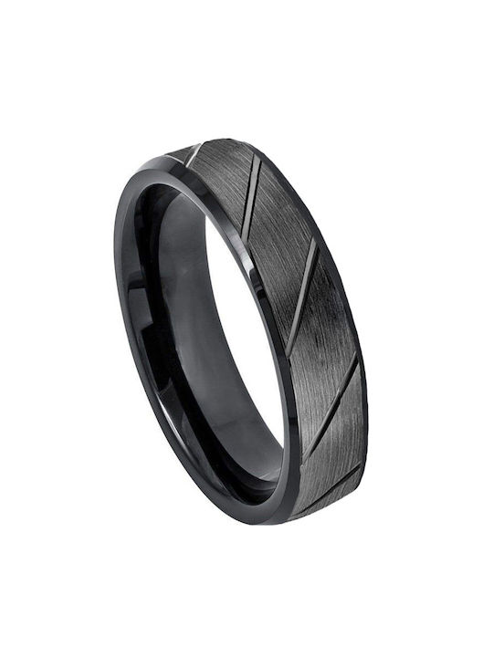 JT Steel men's ring black striped